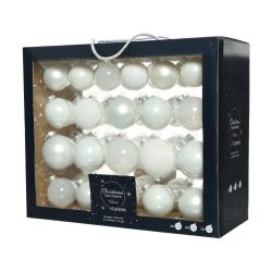 Decoris Kerstballen glas shiny,matt,glitter,transparent mix winterwit dia7cm