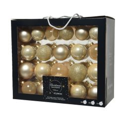 Decoris kerstballen glas mix glanzend mat glitter transparant D7cm parel