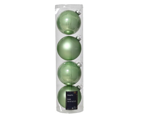 Decoris Kerstballen glas mix matcha green dia10cm - afbeelding 1