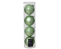 Decoris Kerstballen glas mix matcha green dia10cm - afbeelding 1