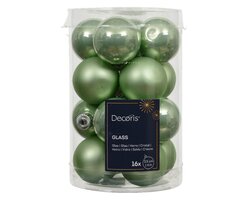 Decoris Kerstballen glas mix matcha green dia3.5cm - afbeelding 1