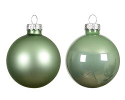 Decoris Kerstballen glas mix matcha green dia6cm - afbeelding 2
