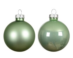 Decoris Kerstballen glas mix matcha green dia7cm - afbeelding 2