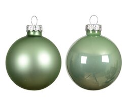 Decoris Kerstballen glas mix matcha green dia8cm - afbeelding 2