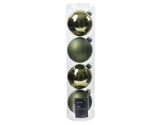 Decoris Kerstballen glas mix rosemarijn dia10cm - afbeelding 1