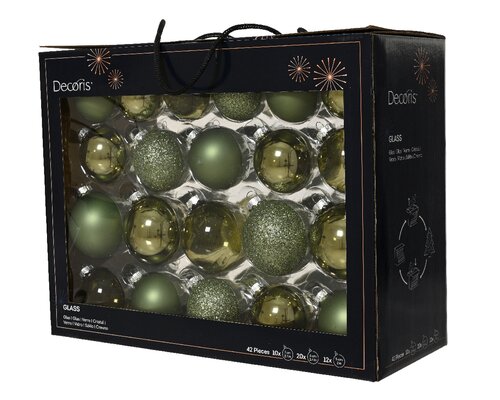 Decoris Kerstballen glas mix rosemarijn dia7cm