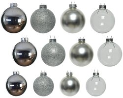 Decoris Kerstballen glas shiny,matt,glitter,transparent mix - afbeelding 2