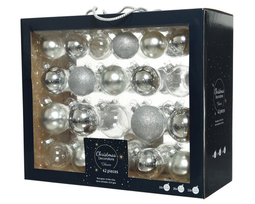 Decoris Kerstballen glas shiny,matt,glitter,transparent mix - afbeelding 1