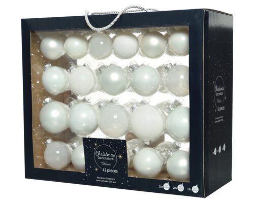 Decoris Kerstballen glas shiny,matt,glitter,transparent mix - afbeelding 1
