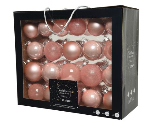 Decoris Kerstballen glas shiny,matt,glitter,transparent mix - afbeelding 1