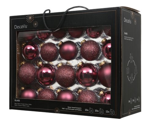 Decoris Kerstballen glas shiny,matt,glitter,transparent mix - afbeelding 1