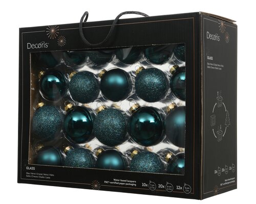 Decoris Kerstballen glas shiny,matt,glitter,transparent mix - afbeelding 1