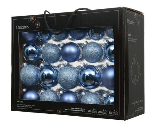 Decoris Kerstballen glas shiny,matt,glitter,transparent mix - afbeelding 1