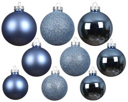 Decoris Kerstballen glas shiny,matt,glitter,transparent mix - afbeelding 2