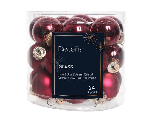 Decoris Kerstballen glas shiny,matt mix - afbeelding 1