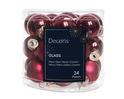 Decoris Kerstballen glas shiny,matt mix - afbeelding 1