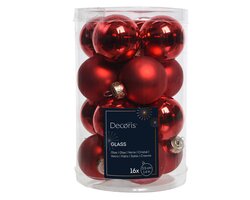 Decoris Kerstballen glas shiny,matt mix - afbeelding 1