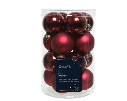 Decoris Kerstballen glas shiny,matt mix - afbeelding 1