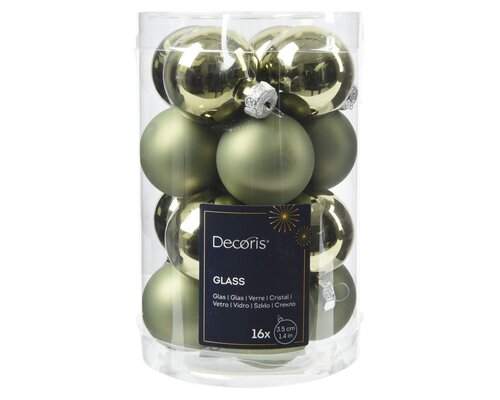 Decoris Kerstballen glas shiny, matt mix - afbeelding 1
