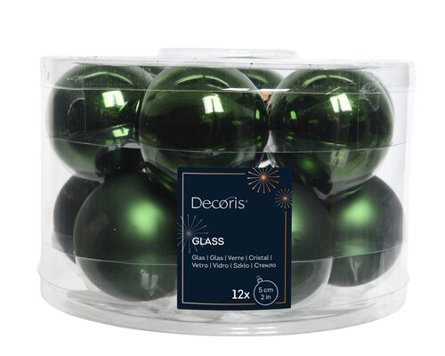 Decoris Kerstballen glas shiny,matt mix - afbeelding 1
