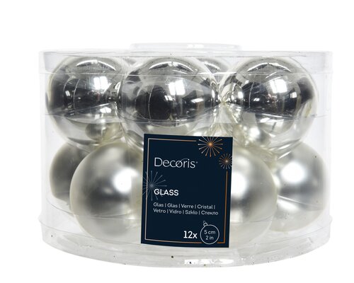 Decoris Kerstballen glas shiny,matt mix - afbeelding 1