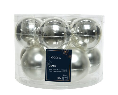 Decoris Kerstballen glas shiny,matt mix - afbeelding 1