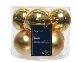 Decoris Kerstballen glas shiny,matt mix - afbeelding 1