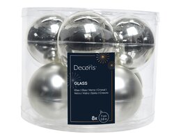 Decoris Kerstballen glas shiny,matt mix - afbeelding 1