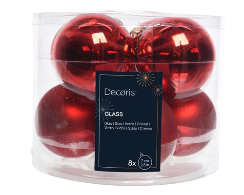 Decoris Kerstballen glas shiny,matt mix - afbeelding 1