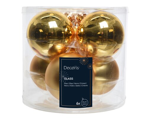 Decoris Kerstballen glas shiny,matt mix - afbeelding 1
