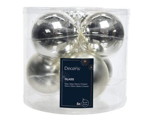 Decoris Kerstballen glas shiny,matt mix - afbeelding 1