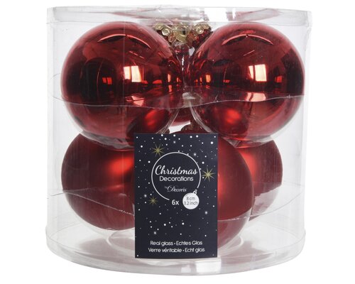 Decoris Kerstballen glas shiny,matt mix - afbeelding 1