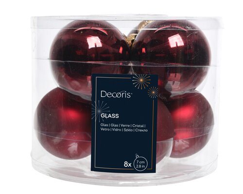 Decoris Kerstballen glas shiny,matt mix - afbeelding 1