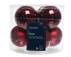 Decoris Kerstballen glas shiny,matt mix - afbeelding 1