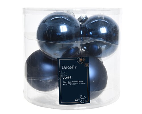 Decoris Kerstballen glas shiny,matt mix - afbeelding 1