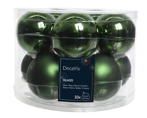 Decoris Kerstballen glas shiny,matt mix - afbeelding 1