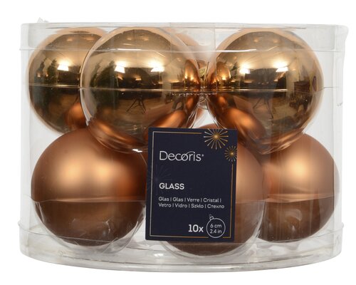 Decoris Kerstballen glas shiny, matt mix - afbeelding 1