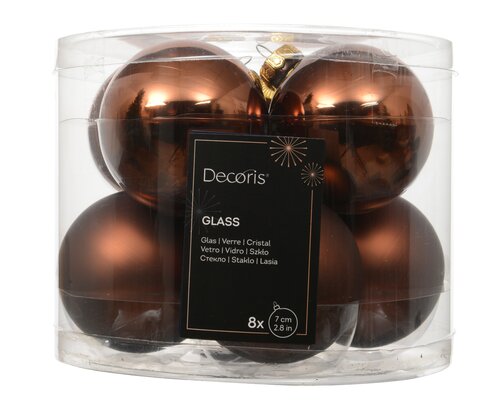 Decoris Kerstballen glas shiny-matt mix - afbeelding 1