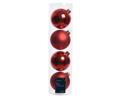 Decoris Kerstballen glas shiny,matt mix - afbeelding 1