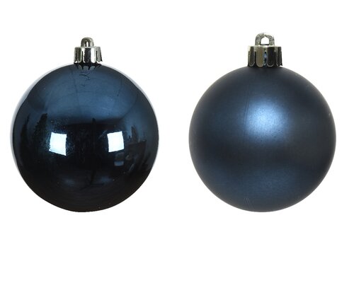 Decoris Kerstballen glas shiny,matt mix nachtblauw dia3.5cm