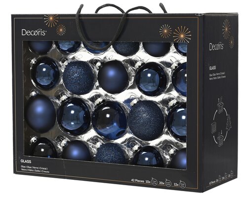 Decoris Kerstballen glas shiny,matt,transparent,glitter mix - afbeelding 1
