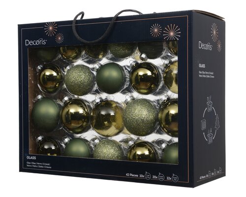 Decoris Kerstballen glas shiny,matt,transparent,glitter mix - afbeelding 1