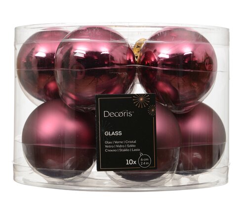 Decoris Kerstballen glas silver inside, enamel - matt mix - afbeelding 1