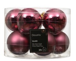 Decoris Kerstballen glas silver inside, enamel - matt mix - afbeelding 1