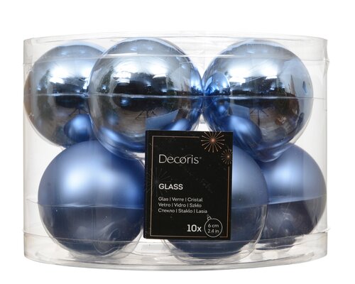 Decoris Kerstballen glas silver inside, enamel - matt mix - afbeelding 1