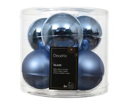 Decoris Kerstballen glas silver inside, shiny - matt mix - afbeelding 1