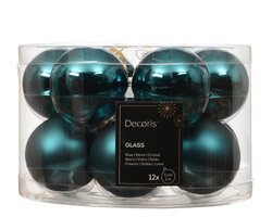 Decoris Kerstballen glas silver inside, shiny - matt mix - afbeelding 1