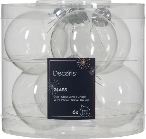 Decoris Kerstballen glas transparant dia6cm