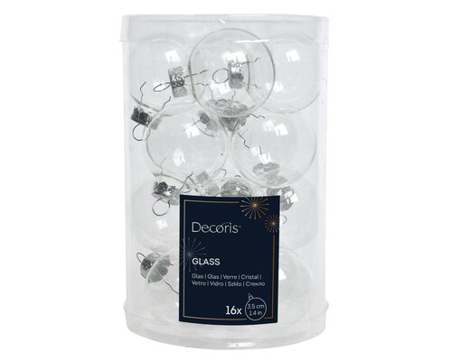 Decoris Kerstballen glas transparent - afbeelding 1
