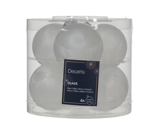 Decoris Kerstballen glas wit ijslak dia6cm